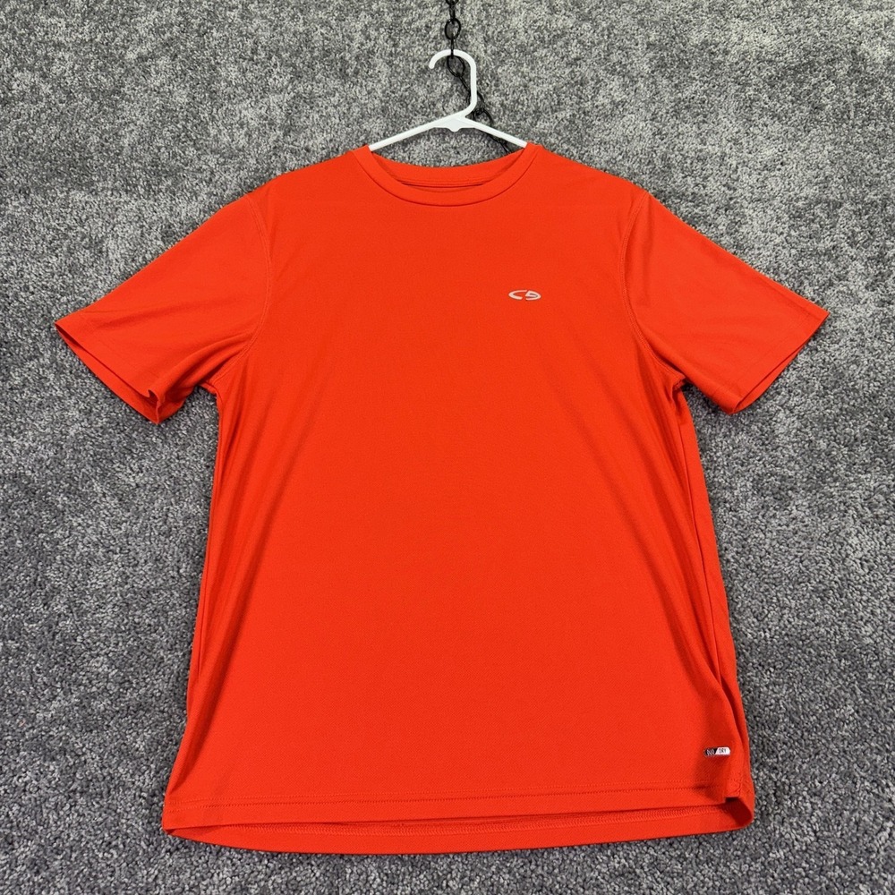 C9 Champion Shirt Mens Medium Orange Duo Dry Short Sleeve Running Tee Gym